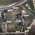 Aerial view of 2301 FM 1187, Aledo, TX 76008: a fenced property with labeled boundary lengths, pond, trees, buildings, and roads on two sides. Total area is 761,602 square feet; multiple distances are shown in feet.