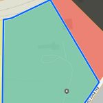 A digital map highlights a large green area outlined in blue near Aledo, TX, bordered by roads like "Alco Diona Rd" and "2301 FM 1187." A gray location pin and winding paths are visible within the green space.