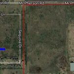 A satellite map shows a rectangular area bordered by McPherson Rd and Forest Hill Everman Rd. Streets labeled include Mahogany Ln, Wild Oak Dr, Sequoia Dr, and Pine Ln. A blue line appears on Sequoia Dr near Pine Ln.