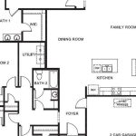 Black and white floor plan showing four bedrooms, a study, two bathrooms, a kitchen, dining room, family room, utility room, foyer, front porch, and a two-car garage.